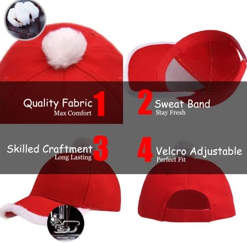 Christmas Santa Baseball Hat Santa Claus Costume hat with Fuzzy Fur Pom