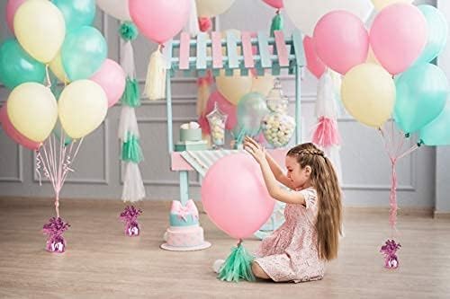 ROYALHOUSE Metallic Plastic Wrapped Balloon Weights for Party Decorations, 12 Pcs (Pink)