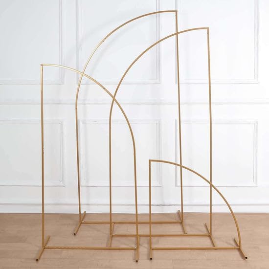 Tableclothsfactory Set of 4 | Gold Metal Wedding Arch Chiara Backdrop Stand, Half Moon Floral Frame Arbor Display - 2.5ft,5ft,6ft,6.5ft