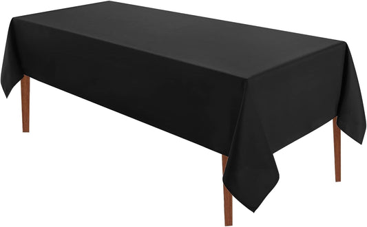 VidaFete 60*84inch Rectangle Tablecloth Polyester Table Cloth，Stain Resistant and Wrinkle Polyester Dining Table Cover for Kitchen Dinning Party Wedding Rectangular Tabletop Buffet Decoration(Black)