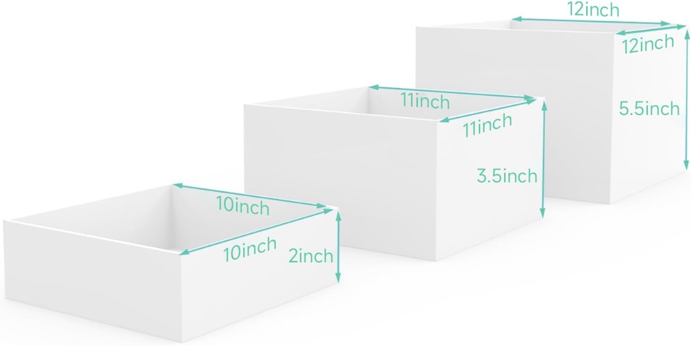 Buffet Risers, White Acrylic Cube for Buffet Table, Display Stand Shelf for Catering Dessert Collectibles Jewelry Figures Show, Food Display Nesting Risers with Hollow Bottoms, Cube, 6Pcs 10"x11"x12"