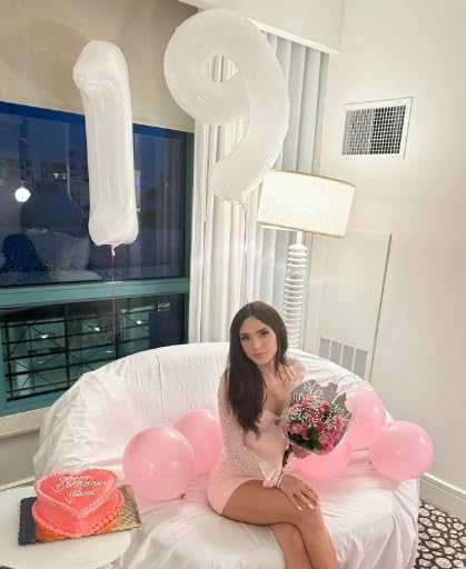 40 Inch Big White 9 Balloon Number, Jumbo Giant Happy 9th 19 29 39 49 99 Birthday Party Decorations, White Large Nine Mylar Foil Anniversary Birthday Party Engagement Decorations