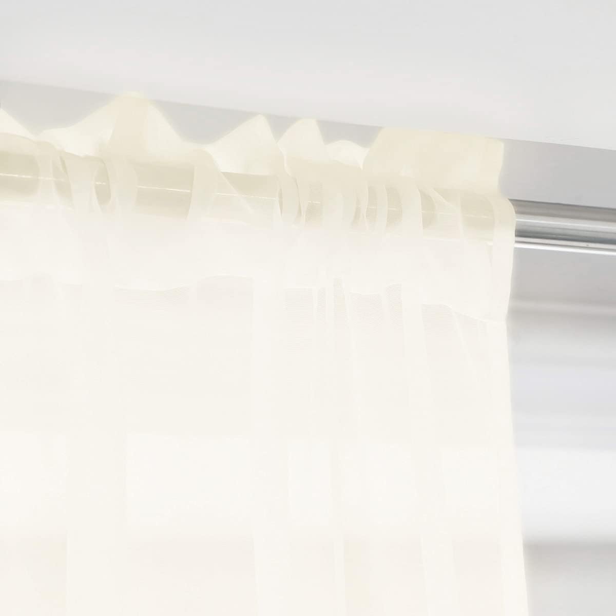 Window Beige Sheer Curtains 60 Inches Width 108 Inches Long 2 Panels Sheer Curtains Clear Curtains Basic Rod Pocket Panel for Home/Living Room/Bedroom/Kids Room