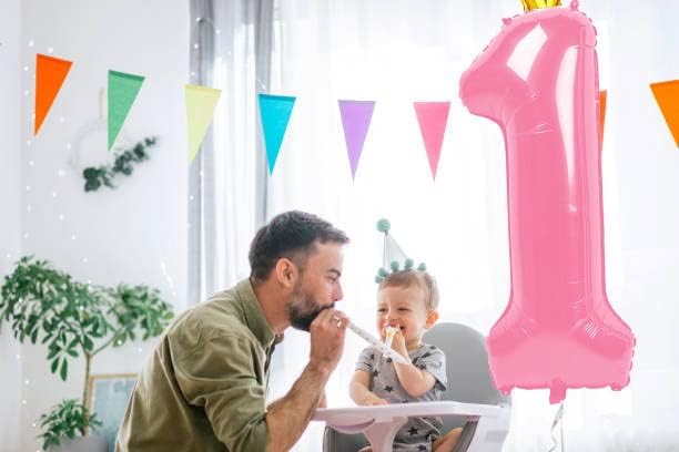 40 Inch Pink Number Balloon 0-9(Zero-Nine) with Crown, Big Size Happy Birthday Balloon, Foil Helium Big Number Balloon for Birthday Party,Wedding, Anniversary (PINK 7)