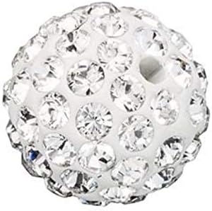50pcs Adabele Grade A Suncatcher Crystal Rhinestone Pave Loose Beads 10mm Clear White Polymer Clay Disco Ball Spacers Compatible with Shamballa All Craft Jewelry Making DB10-1
