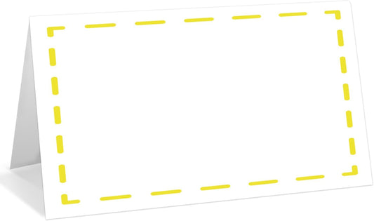 25 Pack Yellow Lines Place Cards, Editable Name Cards for Table Setting, Tent Cards Food Label for Dinner Party, Bridal Shower, Wedding, Baby Shower and Events -T21