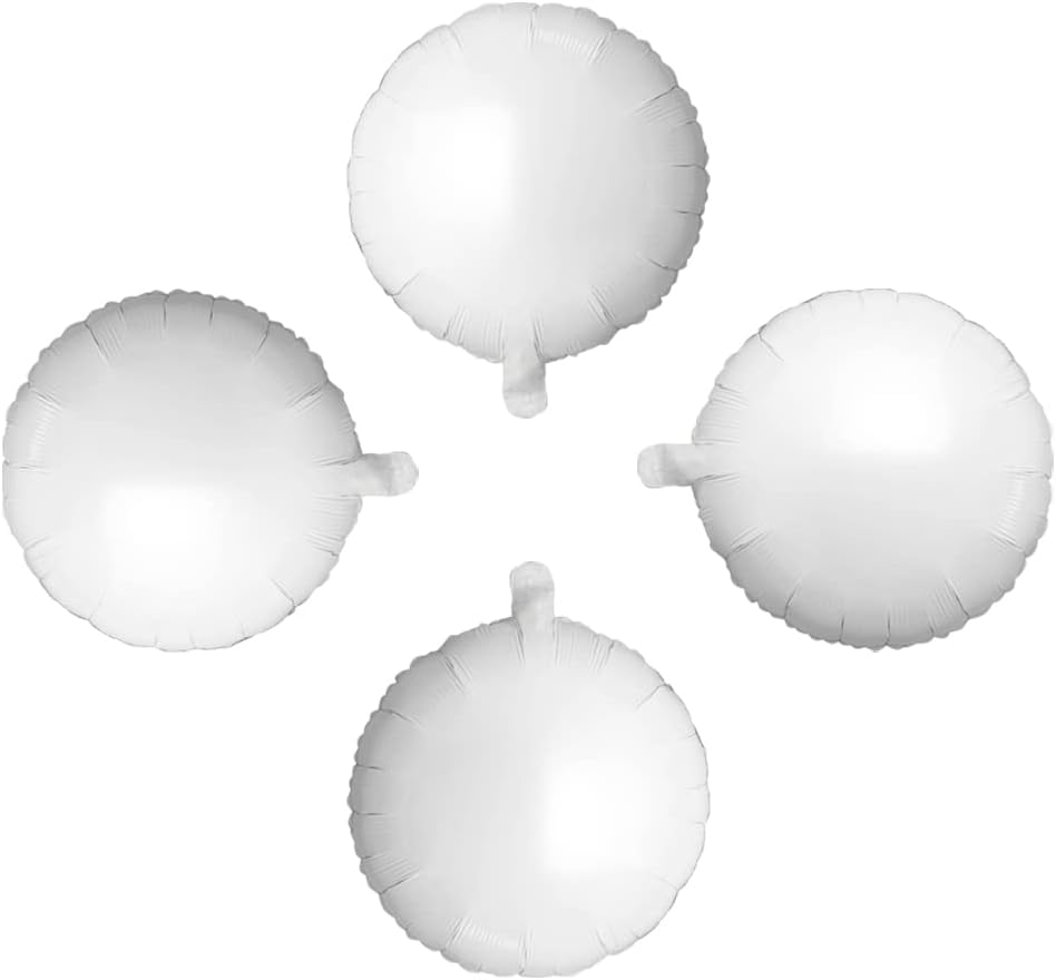 White Foil Balloon Round Shaped Mylar Helium Balloons Graduation Party Balloons Wedding Baby Shower Birthday Party Decorations, 18 Inches, Pack of 20