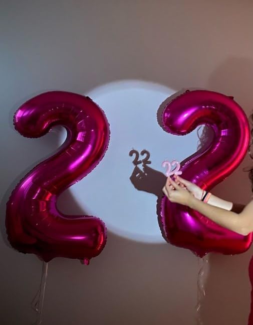 40 Inch Hot Pink Large Number 4 Birthday Balloon, Giant Number Four 14 24 34 40 44 Balloons, Foil Mylar Big Balloons for Anniversary Graduation Supplies Decorations