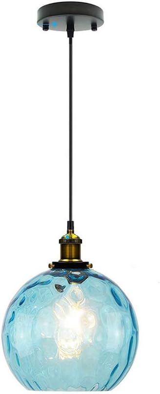 Pendant Light Shade Industrial Hanging Lights Fixtures Ceiling Outdoor Pendant Lighting for Kitchen Island Dining Room Unique Lamp in Kitchen Farmhouse Bedroom (Blue, 7.8 Inches)
