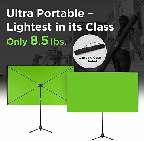 Valera 90in Green Screen Backdrop with Stand for Streaming, Ultra Portable 2 Min Setup, Portrait & Landscape, Tripod & Wall Mount, for Tiktok Zoom Video Meetings & More, +1k Free Backgrounds Included
