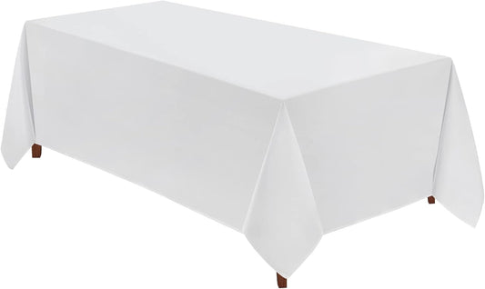 VidaFete Tablecloth 90 * 156inch Rectangle Table Cloth Polyester, Stain Wrinkle Resistant Polyester Dining Table Cover for Kitchen Dinning Party Wedding Rectangular Tabletop Buffet Decoration(White)