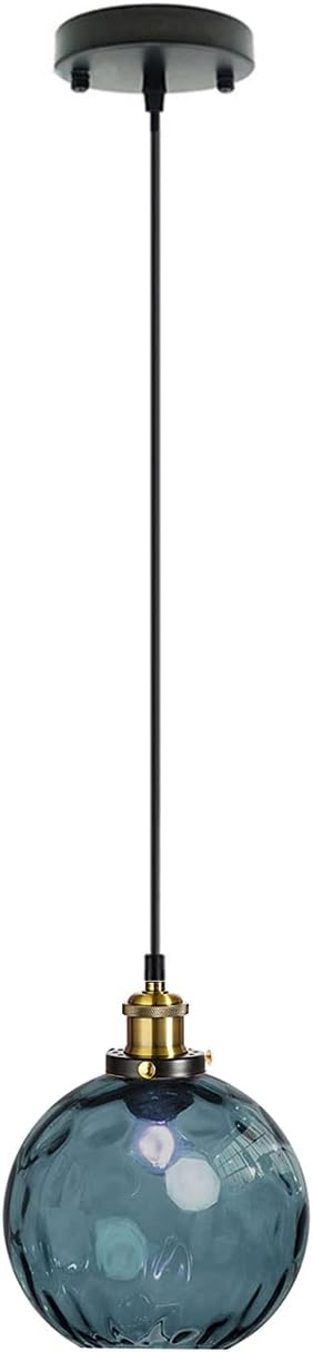 Pendant Light Shade Industrial Hanging Lights Fixtures Ceiling Outdoor Pendant Lighting for Kitchen Island Dining Room Unique Lamp in Kitchen Farmhouse Bedroom (Dark Blue, 5.9 Inches)