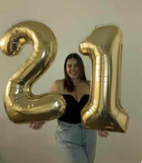 Light Gold 40 Inch Big Number Balloon Birthday Decoration, Number 2 Helium Balloon 12 20 22 23 24 26 2026 New Years Celebration, Boy Girl Baby Anniversary Party Graduations Supplies Decorations