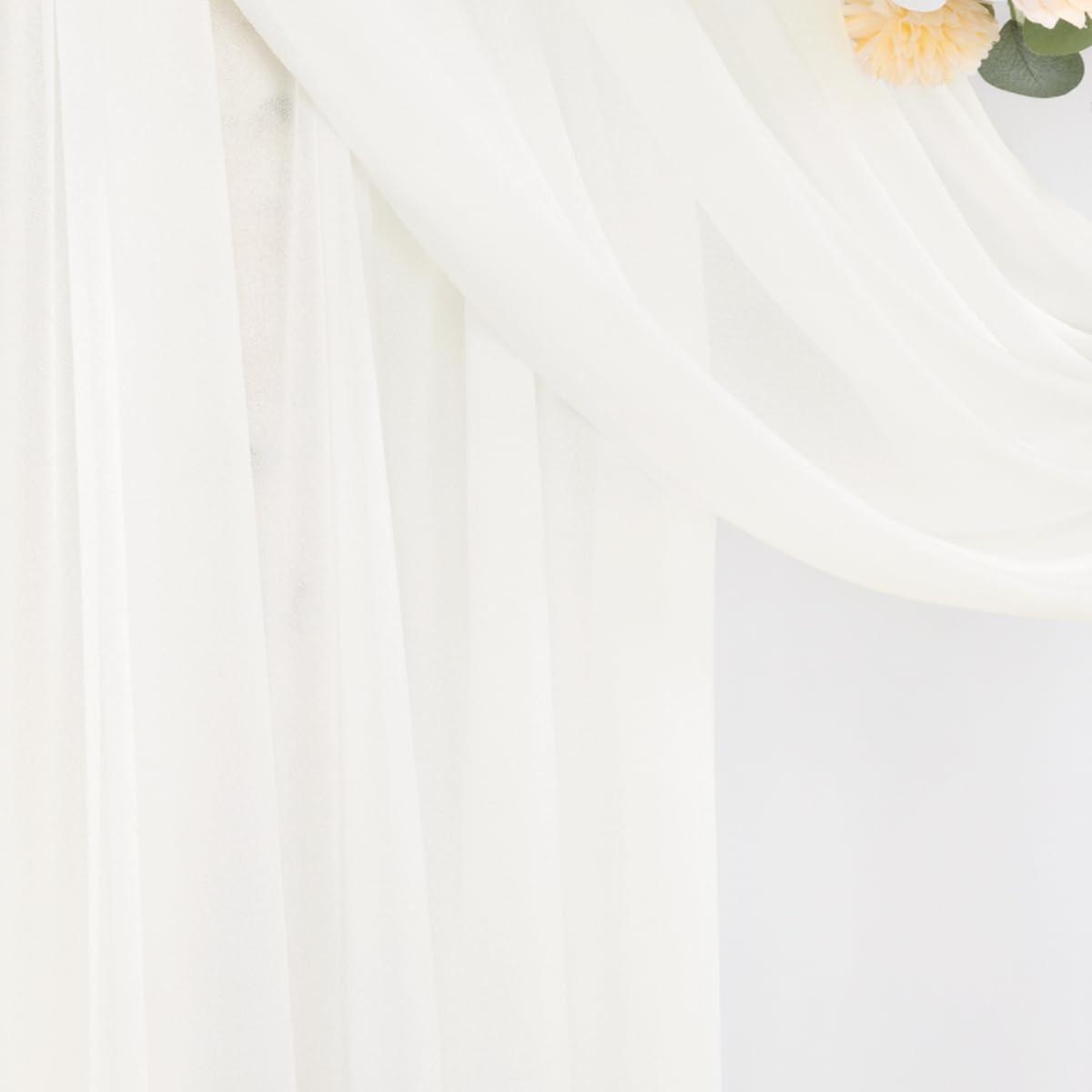 Ivory Wedding Arch Draping Fabric 4 Panels 29" x 20 FT White Drapes for Backdrop Sheer Curtains Wedding Drapes for Romantic Bridal Baby Shower Ceremony Birthday Party Fall Outdoor Events