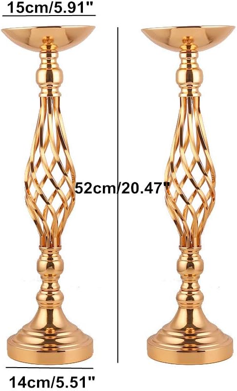 2 Pcs Wedding Centerpieces for Reception Tables, Twist Candleholders Stands Ornaments, Metal Centerpieces Flower Vase for Wedding Party Dinner Event Hotel Home Decor