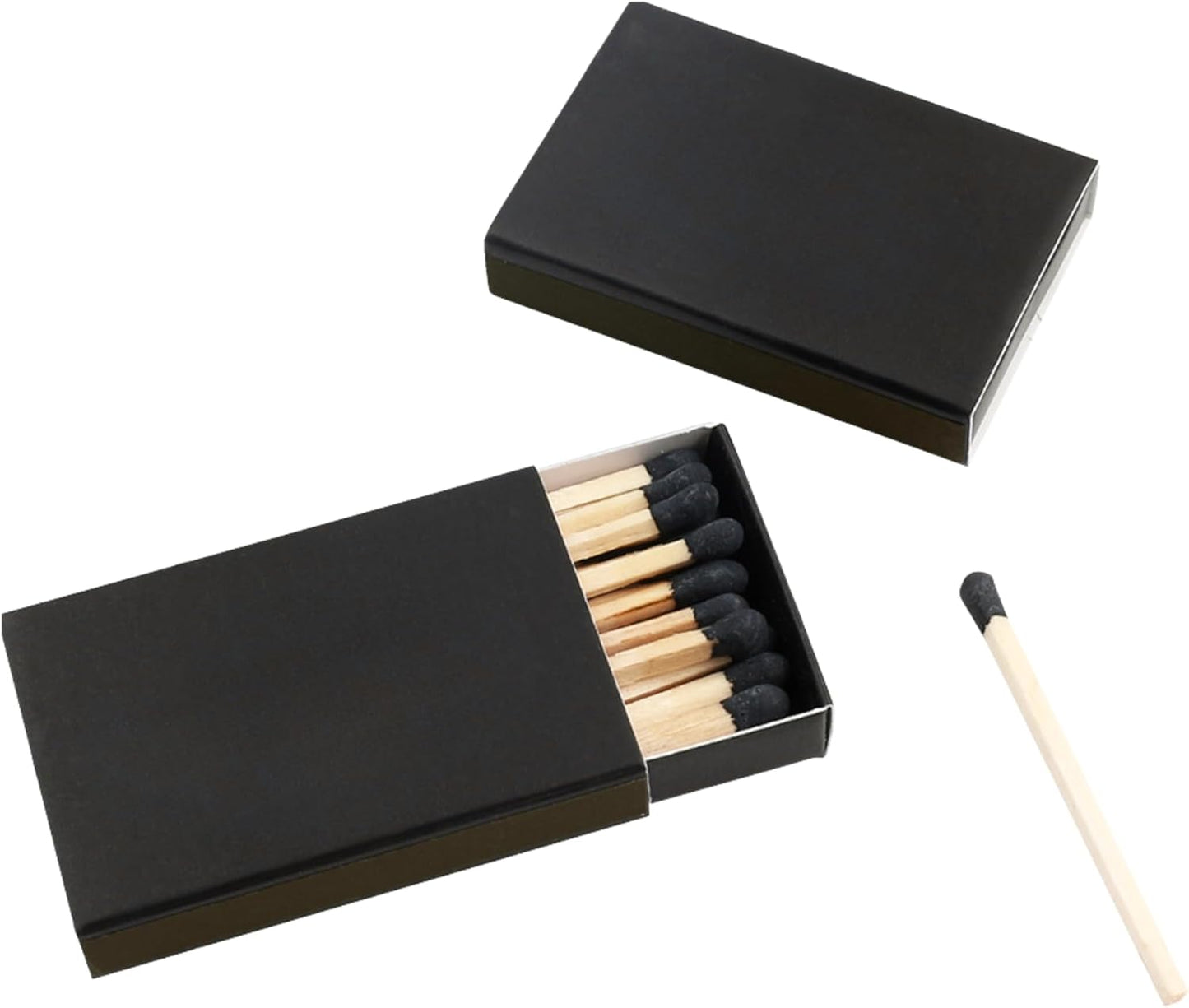 50 Boxes Blank Black Wooden Matches | Strike on Box Matchboxes Traditional Wooden Matchsticks | Wedding Party Event Favors to Customize