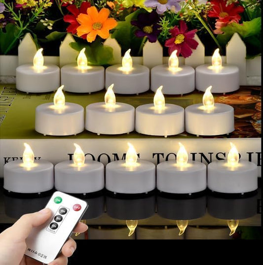 Tea Light Candles with Remote Control,Flickering Flameless LED Candle,Long Lasting 400+Hours,Battery Operated with Timer for Home Decoration Seasonal &Festival Celebration WarmWhite (24pcs)
