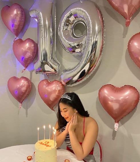 40 Inch Big Silver 9 Balloon Number, Jumbo Giant Happy 9th 19 29 39 49 99 Birthday Party Decorations, Large Nine Mylar Foil Anniversary Birthday Party Engagement Decorations