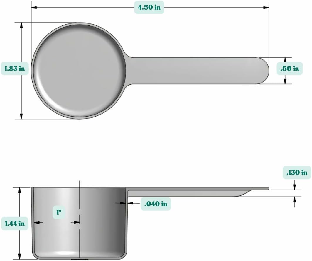 53 mL (1.8 Oz. | 3.58 Tablespoon) Long Handle Scoop for Measuring Coffee, Pet Food, Grains, Protein, Spices and Other Dry Goods (Pack of 10)
