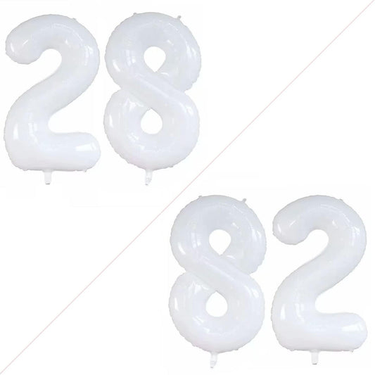 GOER Number 28 Balloons for 28th Birthday Party Decorations,42 Inch Jumbo Foil Helium 82 Balloons for 82nd Birthday Party Decoration (White)