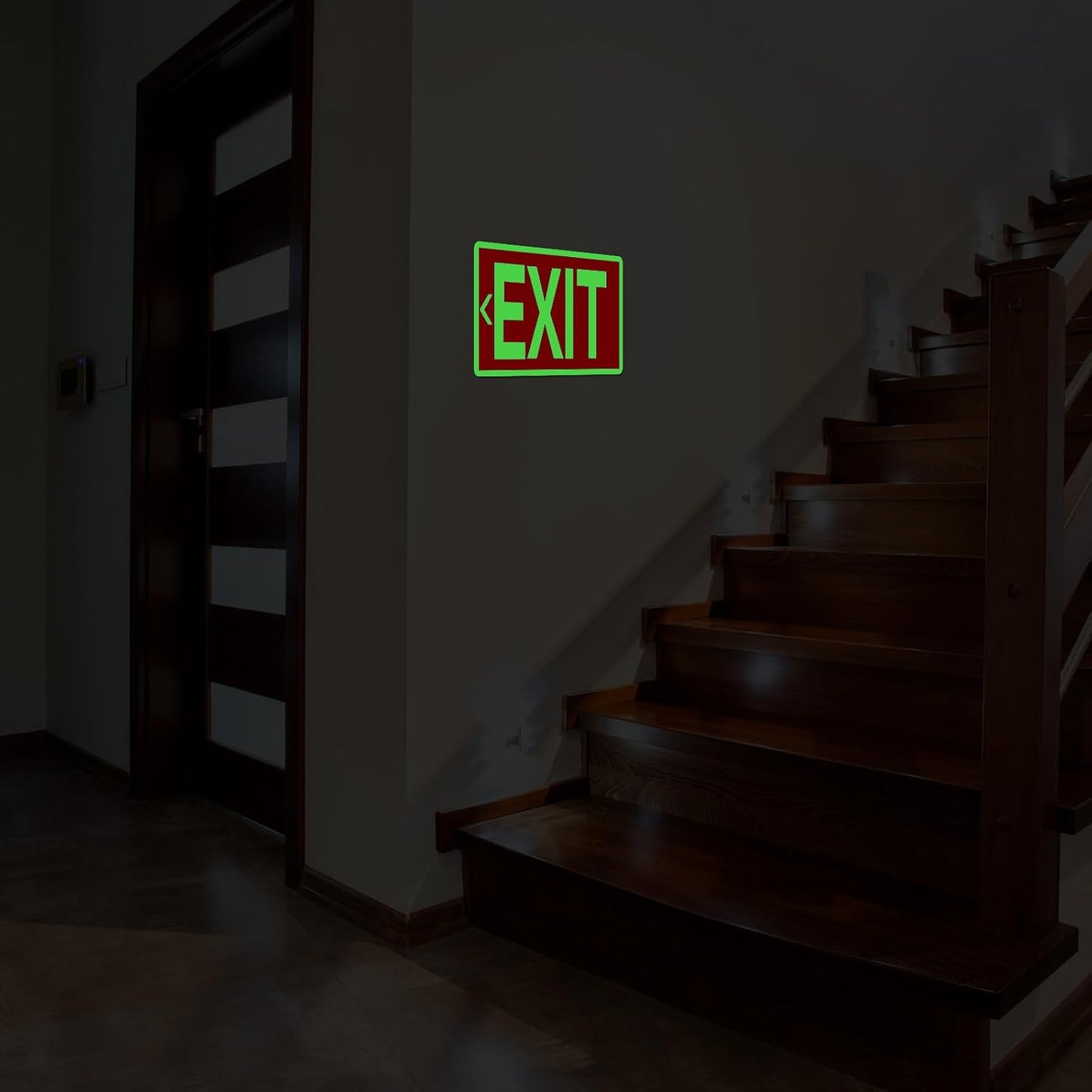 10 Pcs Glow in the Dark Exit Signs for Business 12 x 7 Inch Photoluminescent Signs Stickers for Indoor Outdoor for Business, Office, Warehouse (with Arrows)