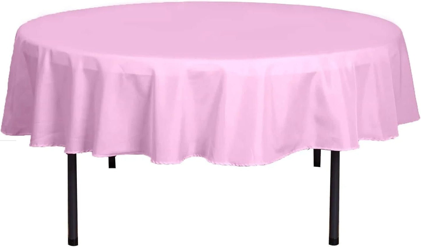 Efavormart Round Tablecloth, 90 Inch Stain & Wrinkle Resistant Washable Table Cloth, Decorative Polyester Fabric Table Cover for Banquet, Wedding, Dining- Pink