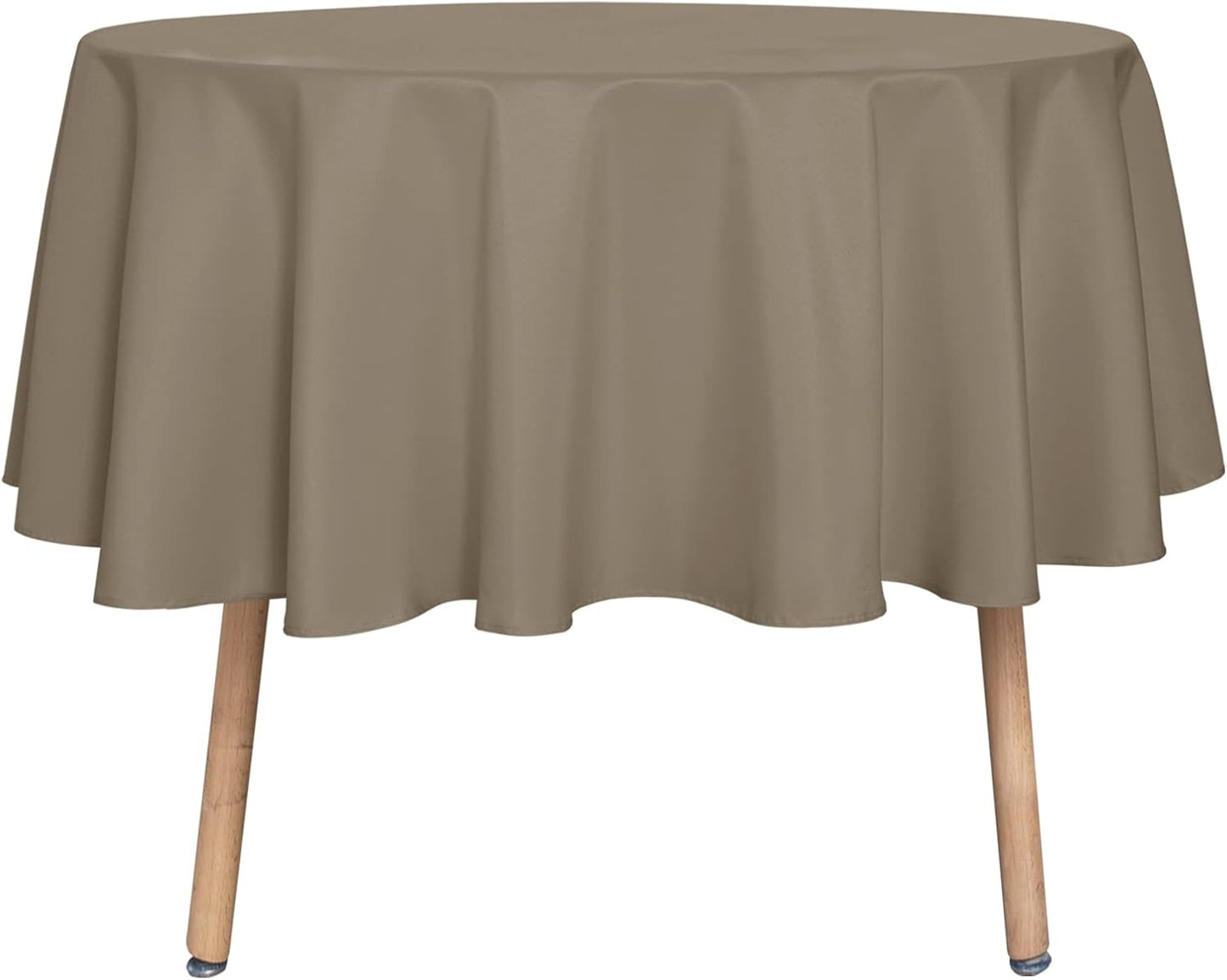 sancua Round Tablecloth - 48 Inch - Water Resistant Spill Proof Washable Polyester Table Cloth Decorative Fabric Table Cover for Dining Tables, Buffet Parties and Camping, Taupe