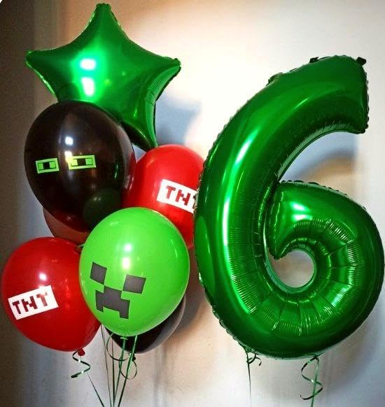 40 Inch Green Mylar Foil Number 6 Birthday Balloon, Digital Balloons for 6 16 Boy Girl Party Decorations Supplies, Big Helium Balloon Numbers for 26 36 46 60 Men Women Anniversary