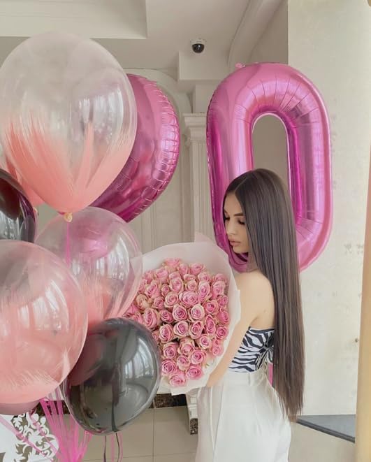 Pink Number 7 Birthday Balloon 40 Inch, Digital Balloons for 7 17 27 70 77 Party Celebration Decorations Supplies, Mylar Foil Numbers Balloon for Seven Wedding Anniversary