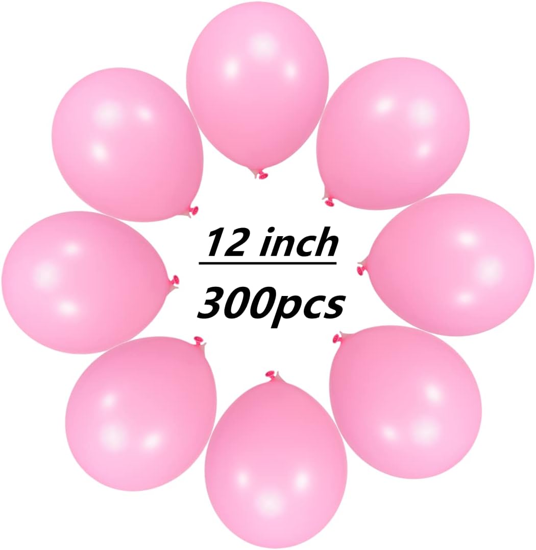 300 Pack Pink Balloons 12 inch Pink Latex Party Balloon Bulk for Various Party Events Decorations