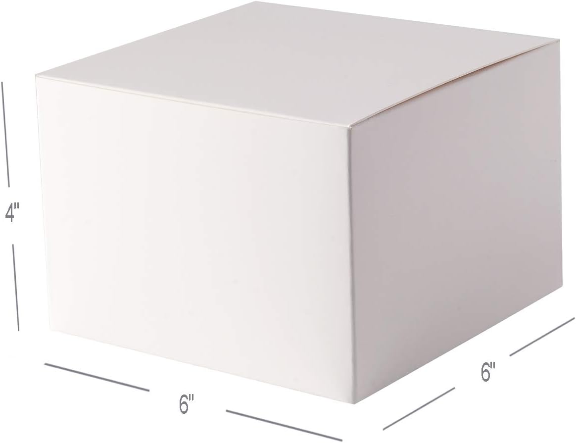 GEFTOL Gift Box 20 Pack 6 x 6 x 4 inches Fold Box Paper Gift Box Bridesmaids Proposal Box for Bridal Birthday Party Christmas（White）