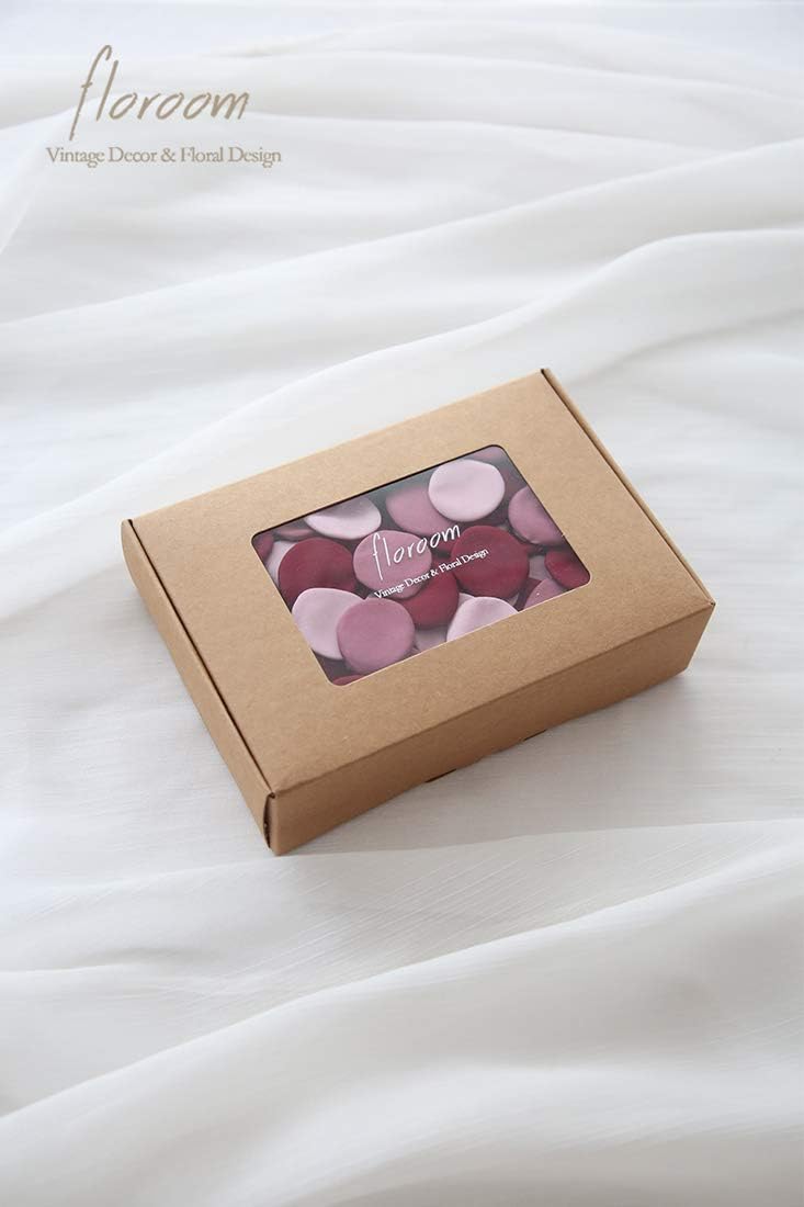 Floroom 500pcs Rose Petals Burgundy Maroon Mauve Faux Silk Flower Petals for Wedding Flower Girl Basket Aisle Scatter Table Centerpieces Party Confetti Bridal Shower Romantic Night Decoration