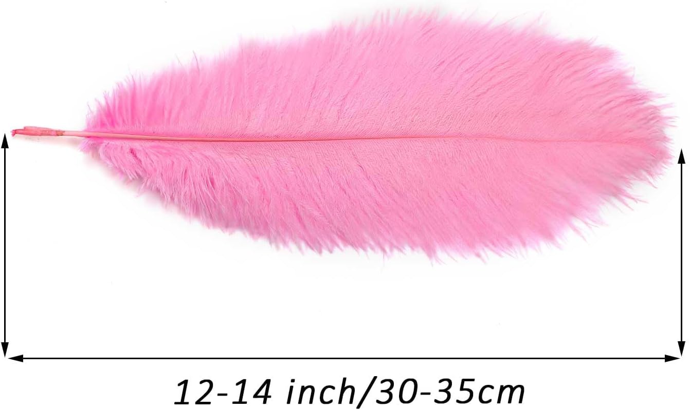 YAKRUNA 30PCS Light Pink Ostrich Feathers Bulk 12-14 Inches for Centerpieces for Wedding Birthday Gatsby Party, Decorative Plumes for Vase & Table & Christmas Tree Decor (30-35cm, Pink)