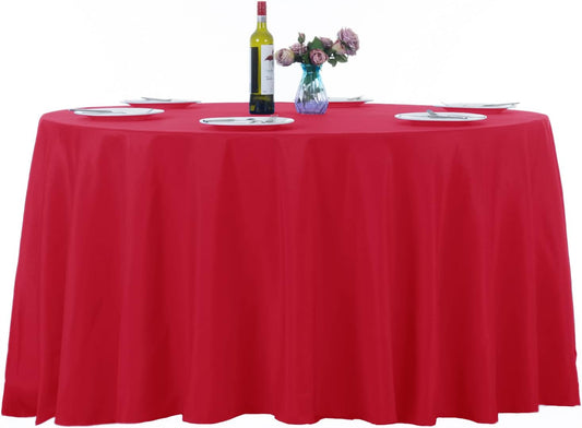 Ascoza 2pack 132 Inch Red Round Tablecloth in Washable Polyester Fabric for Wedding/Banquet/Restaurant/Parties…