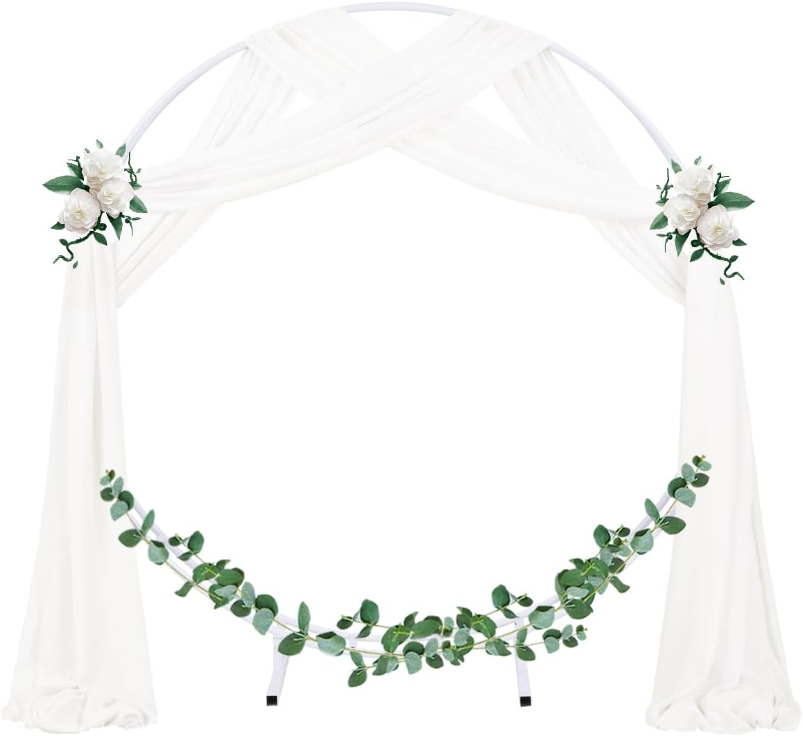 Socomi Wedding Arch Draping Fabric 2 Panels 29" x 19Ft Ivory Sheer Chiffon Curtain Drapes 6 Yards for Wedding Ceremony Birthday Party Decoration