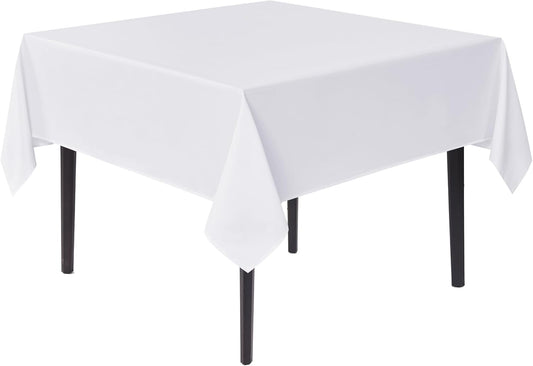 sancua White Square Tablecloths 70x70 Inch - Fabric Table Cloth for Square or Round Tables, Washable Polyester Table Cover for Outdoor Party, Birthday, Decorative Display Tables