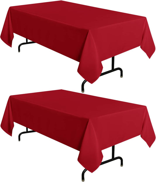 sancua 2 Pack Red Tablecloth 54 x 78 Inch, Rectangle 4 Feet Table Cloth - Stain and Wrinkle Resistant Washable Polyester Table Cover for Dining Tables, Buffet Parties and Camping