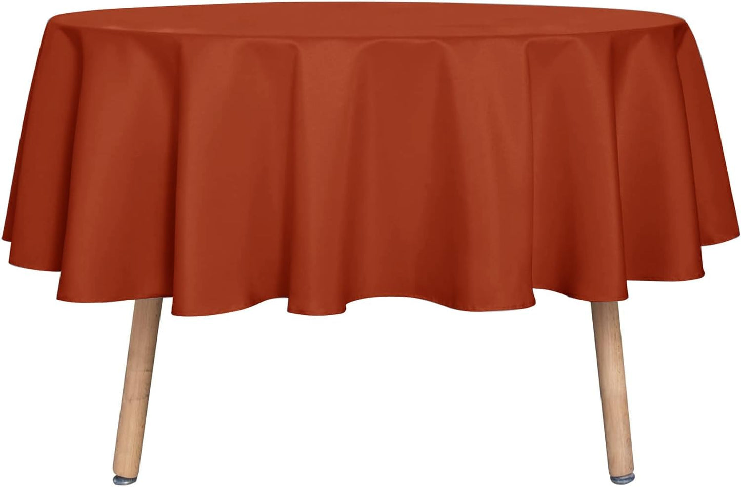 sancua Thanksging Round Tablecloth 70 Inch(Fits 20-58 Inch Tables) Burnt Orange - Water Resistant Spill Proof Washable Polyester Fall Table Cloth Decorative Fabric Table Cover for Dining Parties, Rust