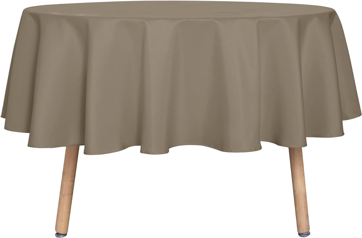 sancua Round Tablecloth - 80 Inch - Water Resistant Spill Proof Washable Polyester Table Cloth Decorative Fabric Table Cover for Dining Tables, Buffet Parties and Camping, Taupe