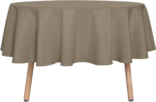 sancua Round Tablecloth - 80 Inch - Water Resistant Spill Proof Washable Polyester Table Cloth Decorative Fabric Table Cover for Dining Tables, Buffet Parties and Camping, Taupe
