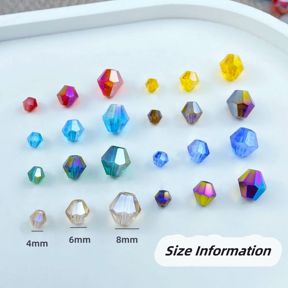 400pcs 4mm Bicone Crystal Glass Beads Loose Spacer Beads Faceted Craft Beads for Jewelry Making DIY Necklace Bracelet Earring Wind Chimes Suncatchers Ornamen(Light Green AB)