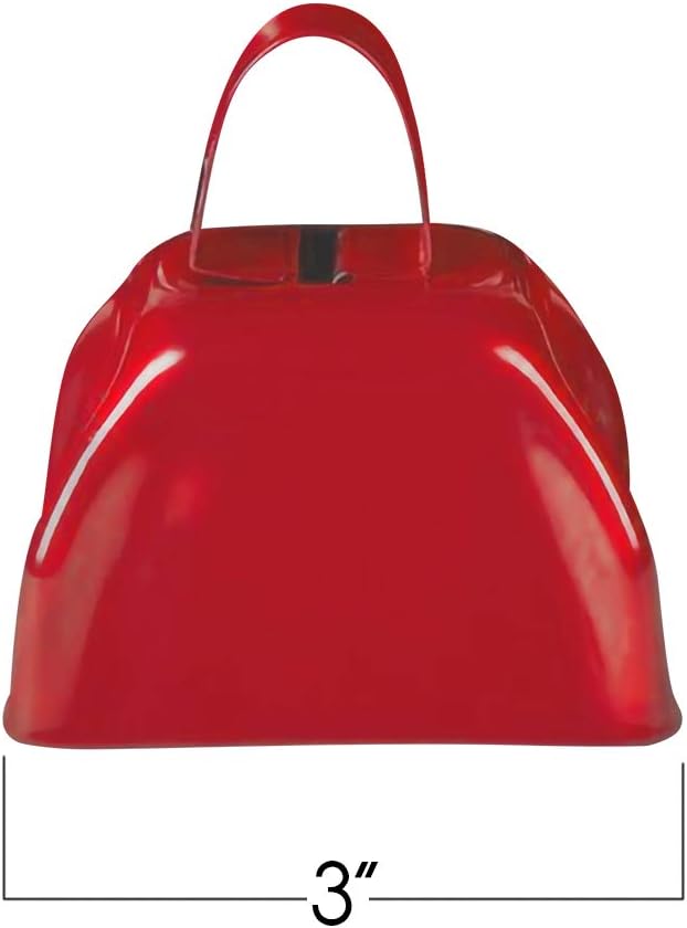 ArtCreativity 3 Inch Metal Cowbells Set - Pack of 4 - Loud Metal Cowbell Noisemakers with Handles - Red, Orange, Yellow and White Cowbell Set, Great for Football Games, Sporting Events, New Year’s Eve