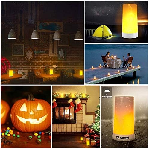 LED Flame Effect Fireplace Light with Remote & Timer, USB Rechargeable Battery Operated Flameless Candle Light for Room Party Bar Decor - 2 PCS