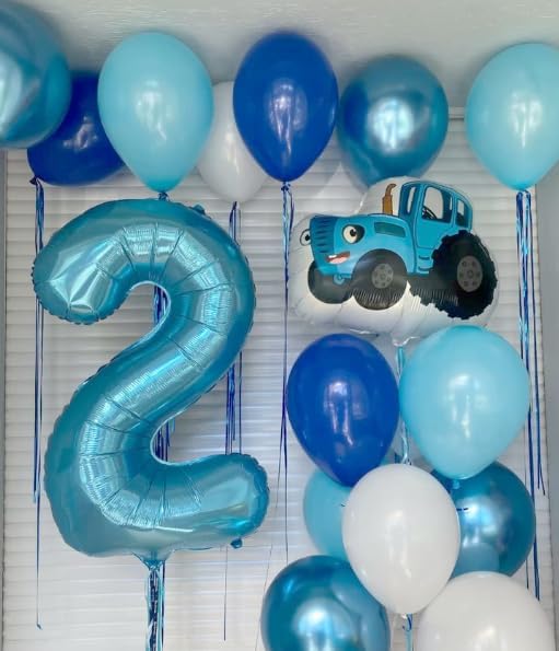 Pearl Blue 2 Number Balloon, 40 Inch Number 2 Balloon Birthday Decoration, Number 2 Helium Balloon 12 20 22 23 24 26 28 42 Celebration, Boy Girl Baby Anniversary Party Graduations Supplies Decorations