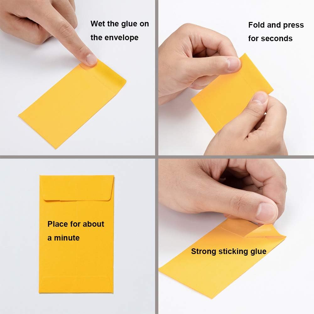100 Pieces Colorful Small Coin Envelopes Self-Adhesive Seed Envelopes Mini Parts Small Items Storage Packets Envelopes for Garden, Office or Wedding Gift (2.25×3.5 inch)