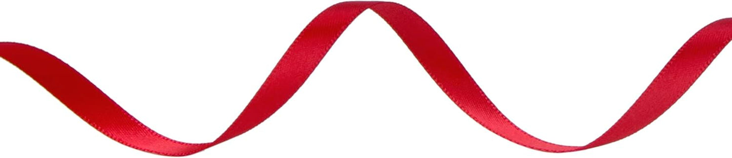 Ribbli Double Faced Red Satin Ribbon,1/4” x Continuous 25 Yards,Use for Bows Bouquet,Gift Wrapping,Floral Arrangement