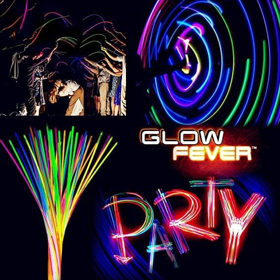 Glow Fever Glow Sticks Bulk 100ct 22'' Glow Necklaces with Connectors, Neon Light Sticks for Party Festivals Raves Concert Birthday Wedding, Red