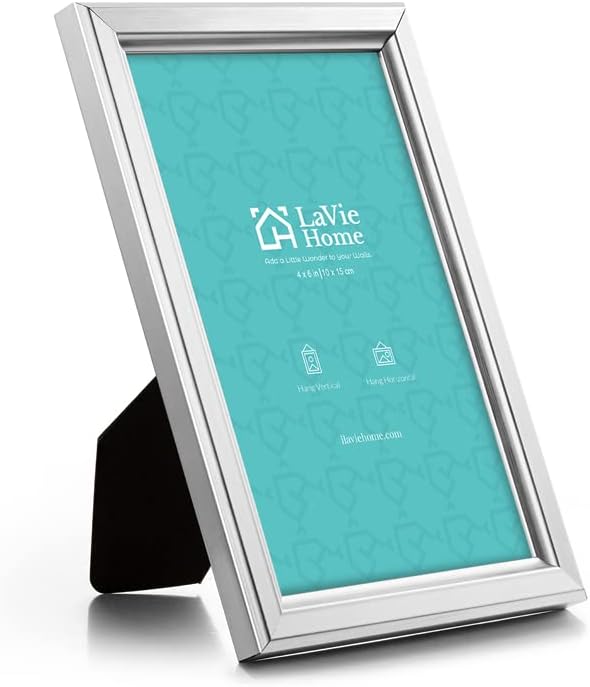 LaVie Home 4x6 Picture Frames (12 Pack, Silver) Simple Designed Photo Frame with High Definition Glass for Wall Mount & Table Top Display, Set of 12 Classic Collection