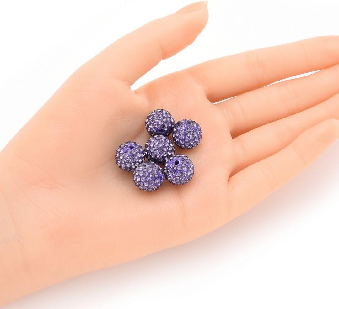 25pcs Adabele Grade A Suncatcher Crystal Rhinestone Pave Loose Beads 12mm Tanzanite Purple Polymer Clay Disco Ball Spacers Compatible with Shamballa All Craft Jewelry Making DB12-26