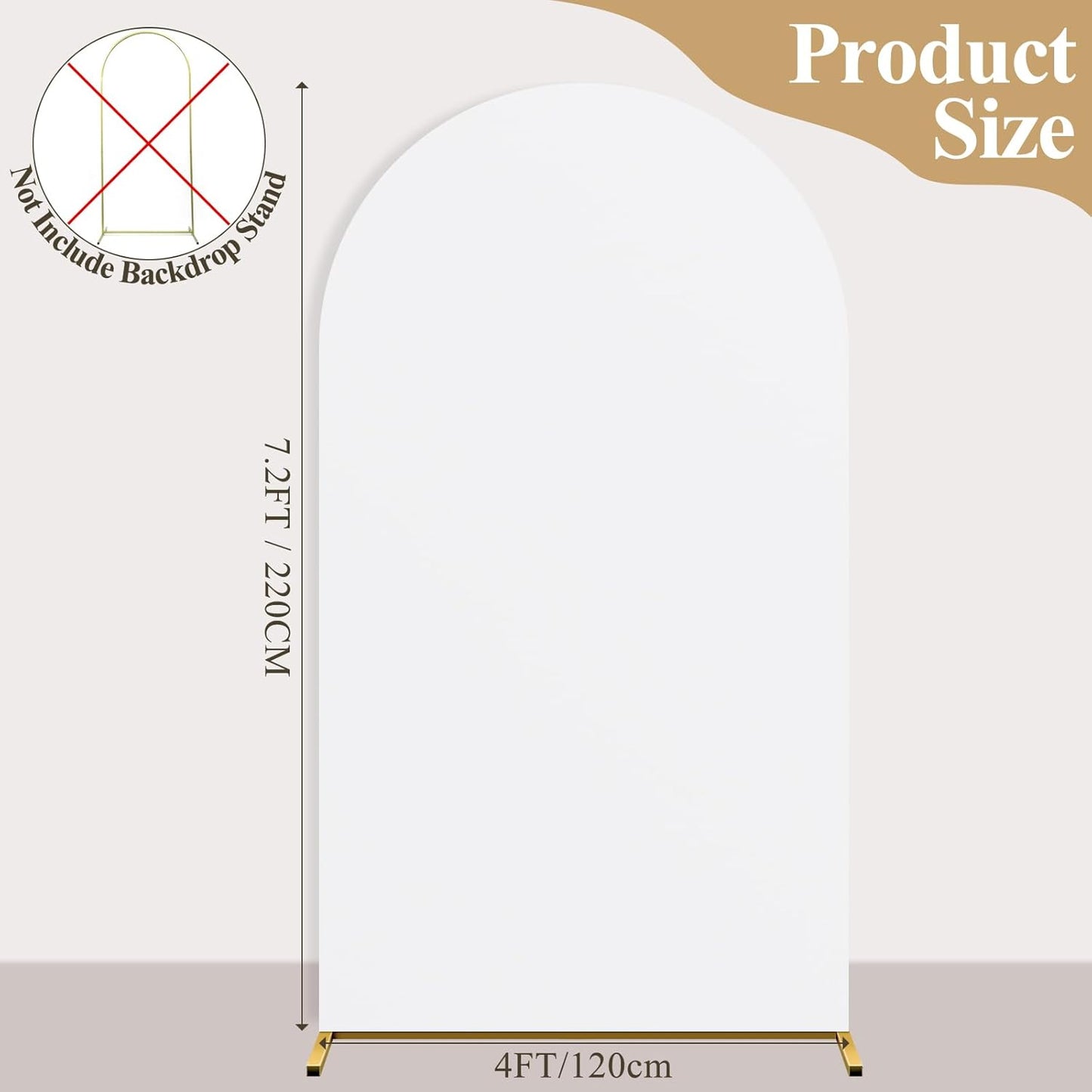 Ledido Wedding Arch Backdrop Cover 7.2FT Arch Covers Fitted Stretchy Spandex Round Top Stand Backdrop Cover for Wedding Banquet Ceremony Birthday Party Baby Shower Event Decoration,White